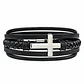 Pulsera Hombre Cuero Cruz Acero Inoxidable   - Miniatura 1