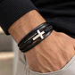 Pulsera Hombre Cuero Cruz Acero Inoxidable   - Miniatura 2