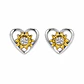 Aros Girasol Corazón Plata 925 - Miniatura 1