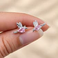 Aros Colibrí Circón Rosa Plata Ley 925   - Miniatura 2