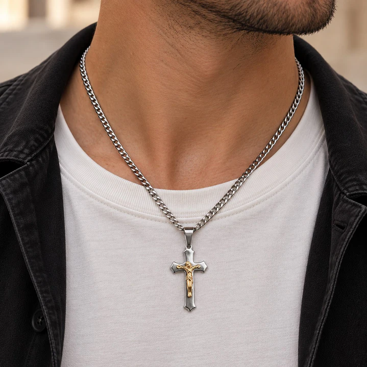Collar Crucifijo en Acero Inoxidable 4