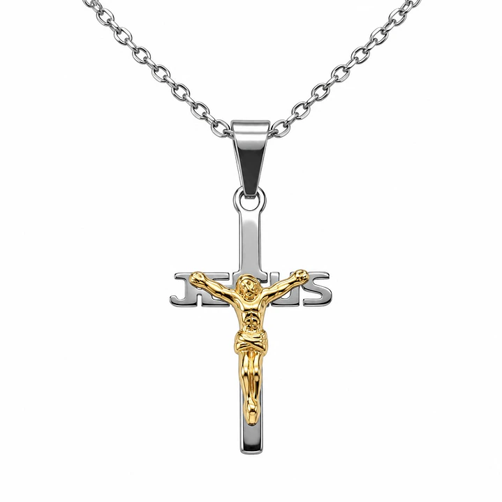 Collar Crucifijo Jesús en Acero Inoxidable 1