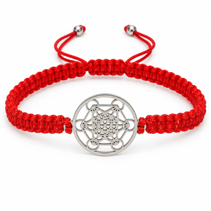Pulsera Hilo Rojo Cubo de Metatrón Amuleto Protección 1