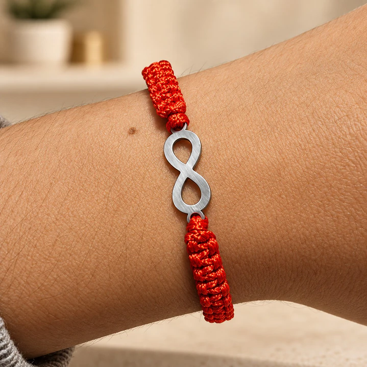 Pulsera Hilo Rojo Infinito Acero Inoxidable 2