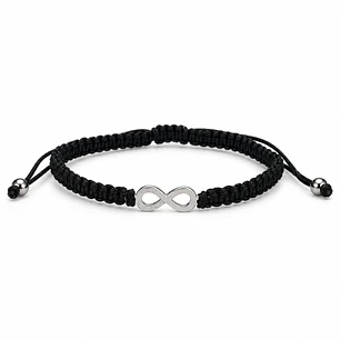 Pulsera Hilo Negro Infinito Acero Inoxidable