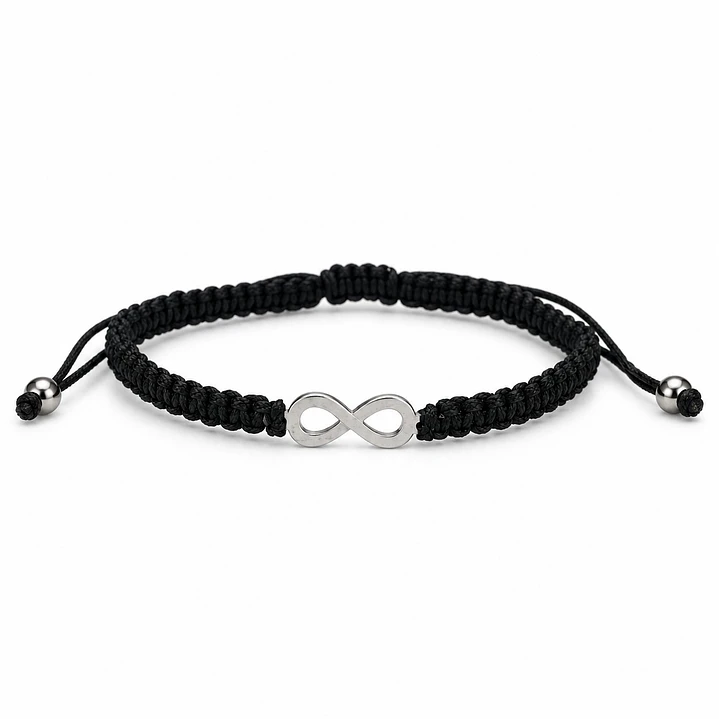 Pulsera Hilo Negro Infinito Acero Inoxidable 1