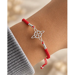 Pulsera Hilo Rojo Nudo de Bruja Ajustable Plata 925 