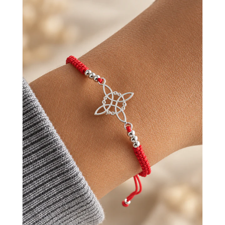 Pulsera Hilo Rojo Nudo de Bruja Ajustable Plata 925  1