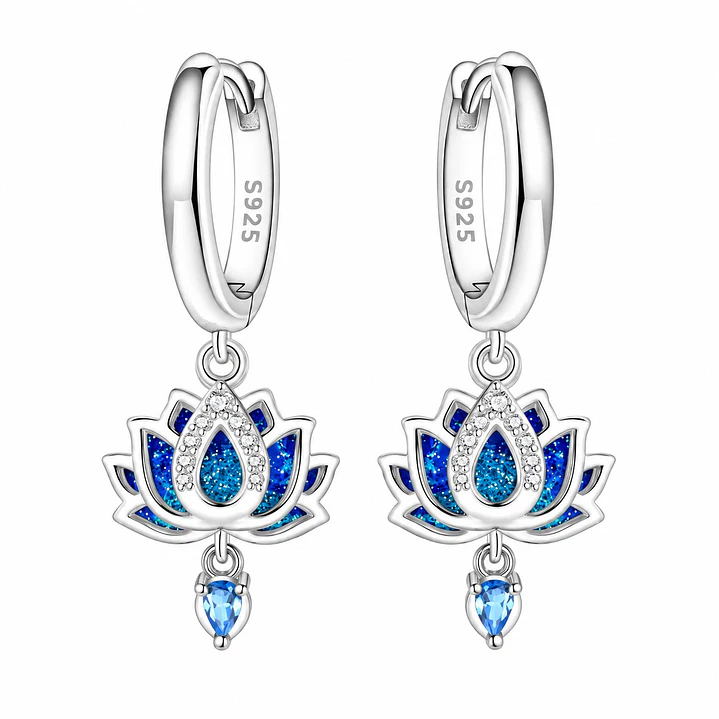 Aros Colgante Flor de Loto Plata Ley 925   1