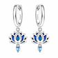 Aros Colgante Flor de Loto Plata Ley 925   - Miniatura 1
