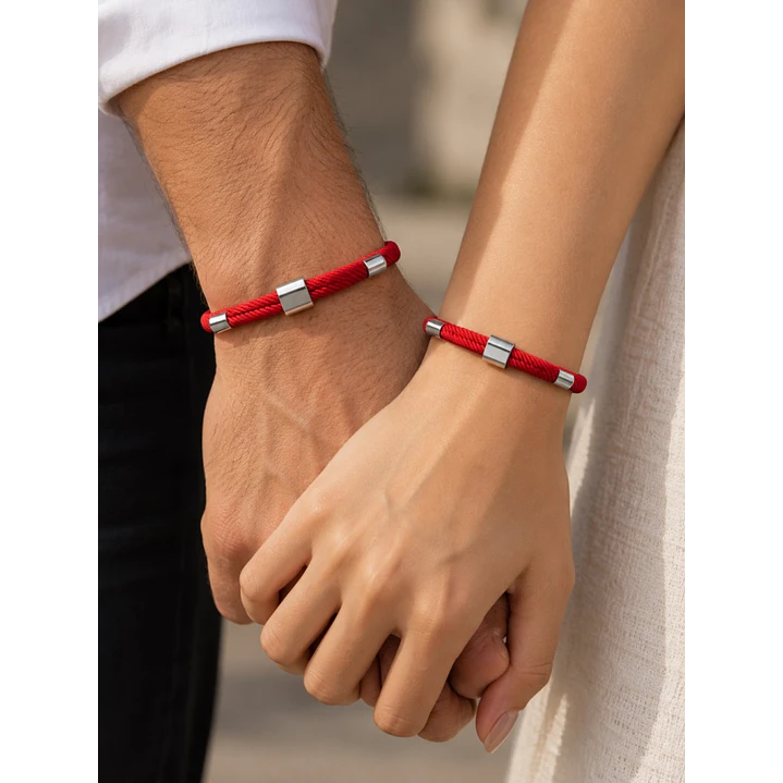 Pack 2 Pulsera Hilo Rojo Acero Inoxidable 3