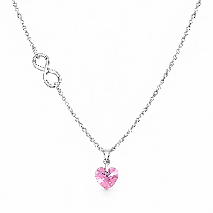 Collar Infinito Corazón Cristal Plata 925  7