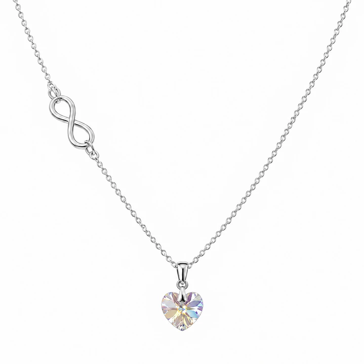 Collar Infinito Corazón Cristal Plata 925  9