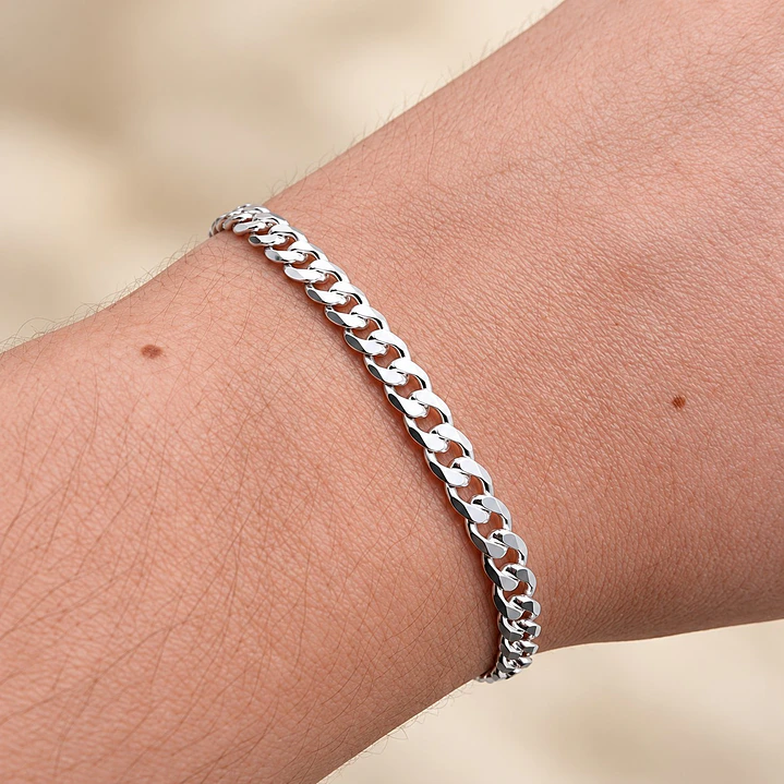 Pulsera Hombre en Plata 925 3mm Estilo Grumet  4