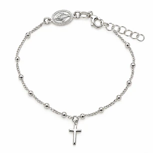 Pulsera Virgen María Cruz Plata 925