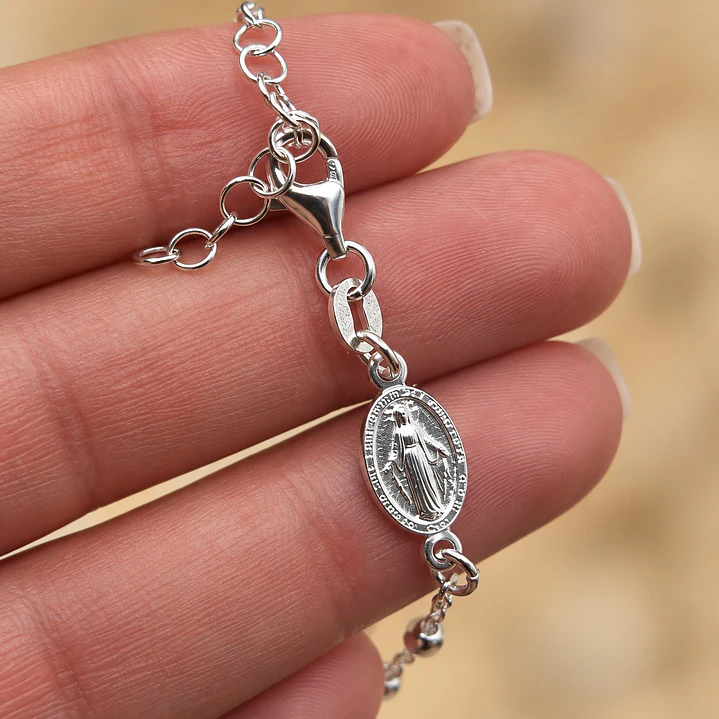 Pulsera Virgen María Cruz Plata 925 4