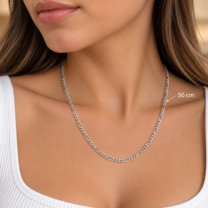 Cadena Estilo Cartier 3mm 50cm Plata 925 Unisex 6