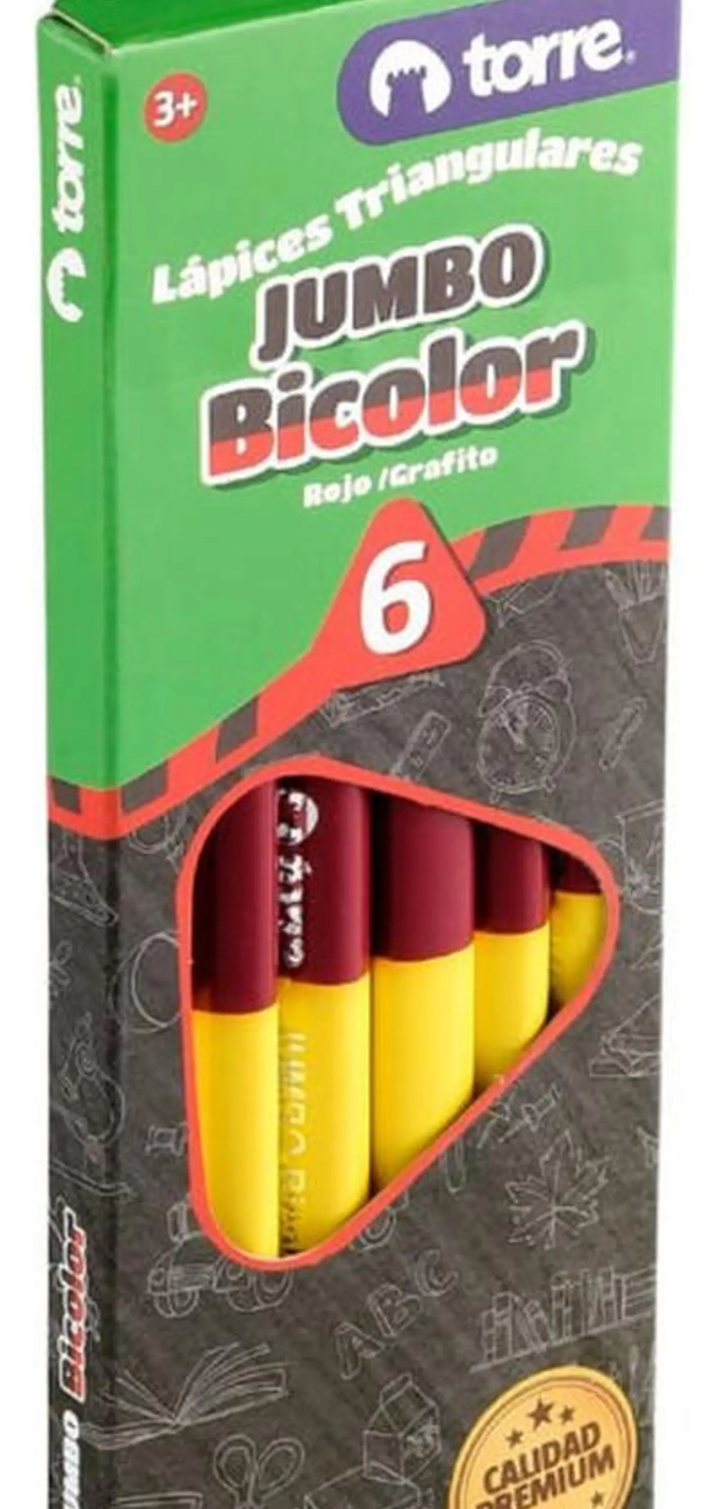 Lápices Bicolor Jumbo Grafito-rojo O Azul-rojo. 6unid. Torre 3