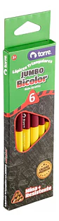 Lápices Bicolor Jumbo Grafito-rojo O Azul-rojo. 6unid. Torre - Miniatura 3