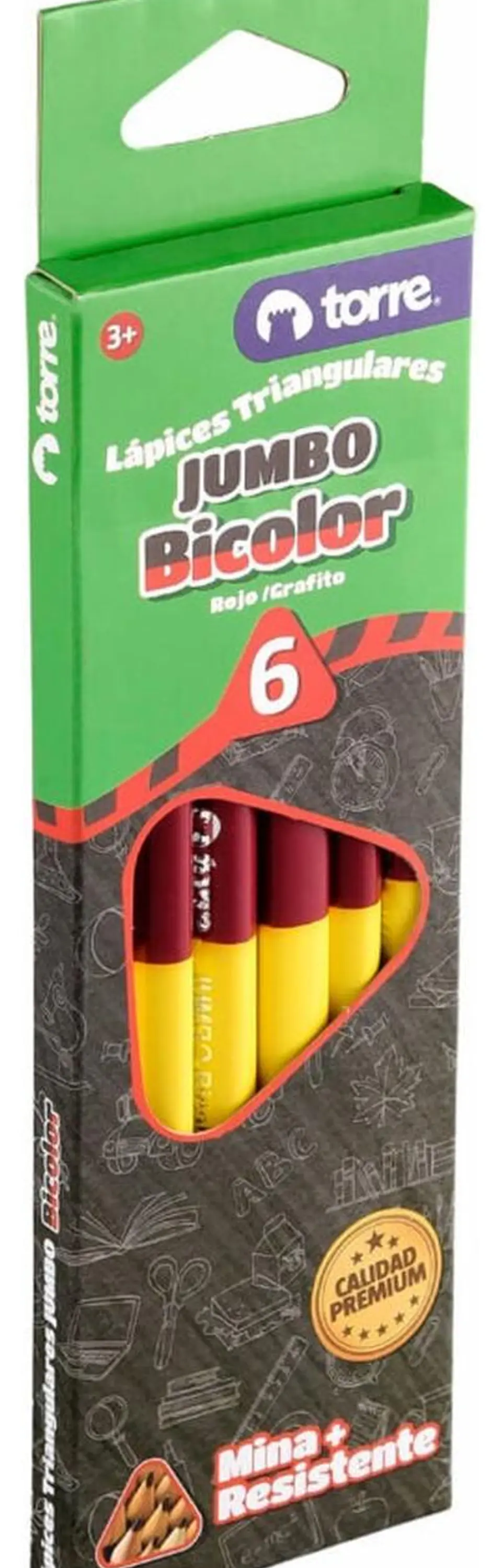 Lápices Bicolor Jumbo Grafito-rojo O Azul-rojo. 6unid. Torre 3