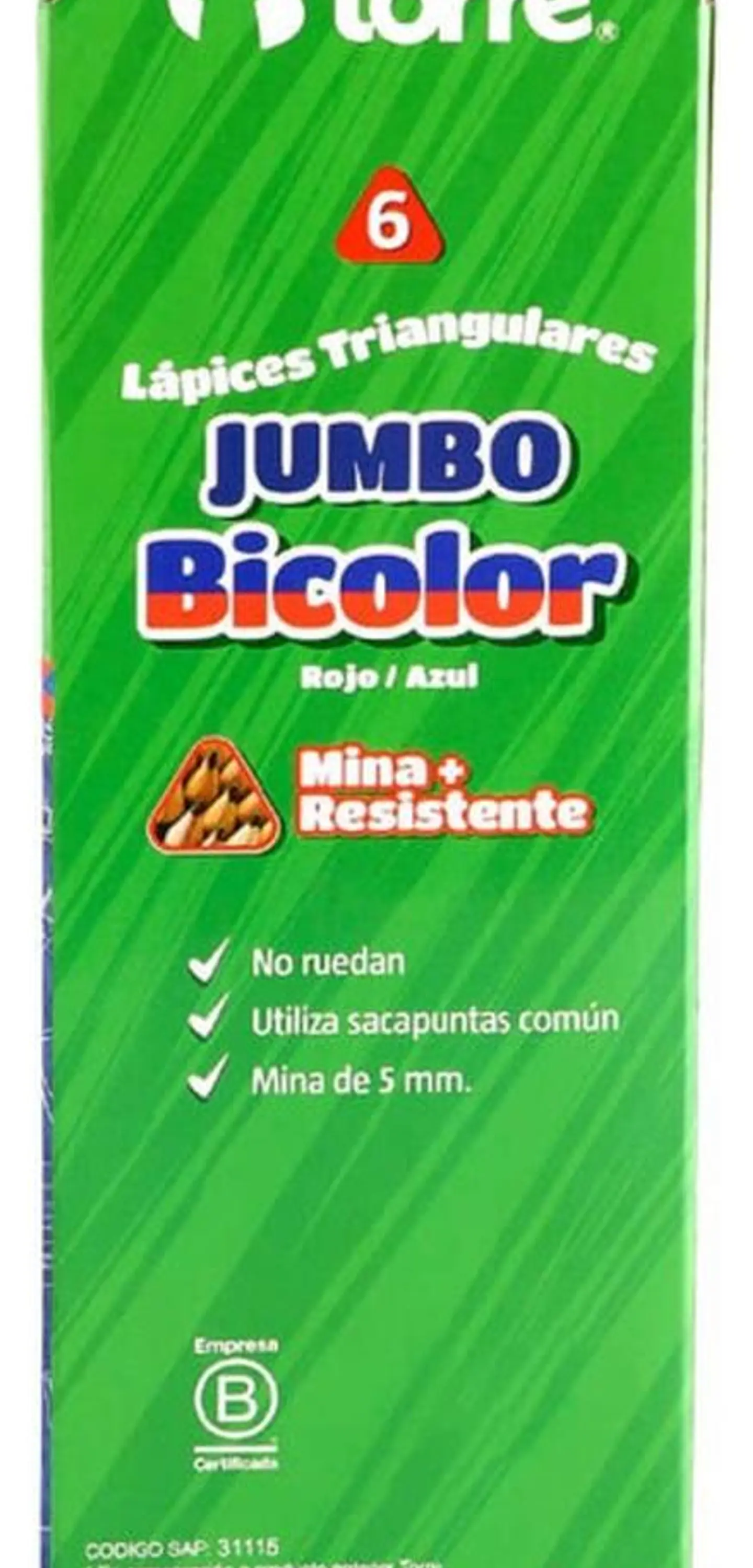 Lápices Bicolor Jumbo Grafito-rojo O Azul-rojo. 6unid. Torre 7
