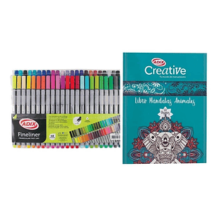 Fineliner Triangular 48 Unid + Libro Mandalas Para Colorear
