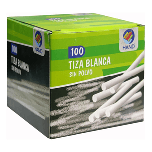 Caja Tiza Blanca 100 Unidades, Sin Polvo. Hand