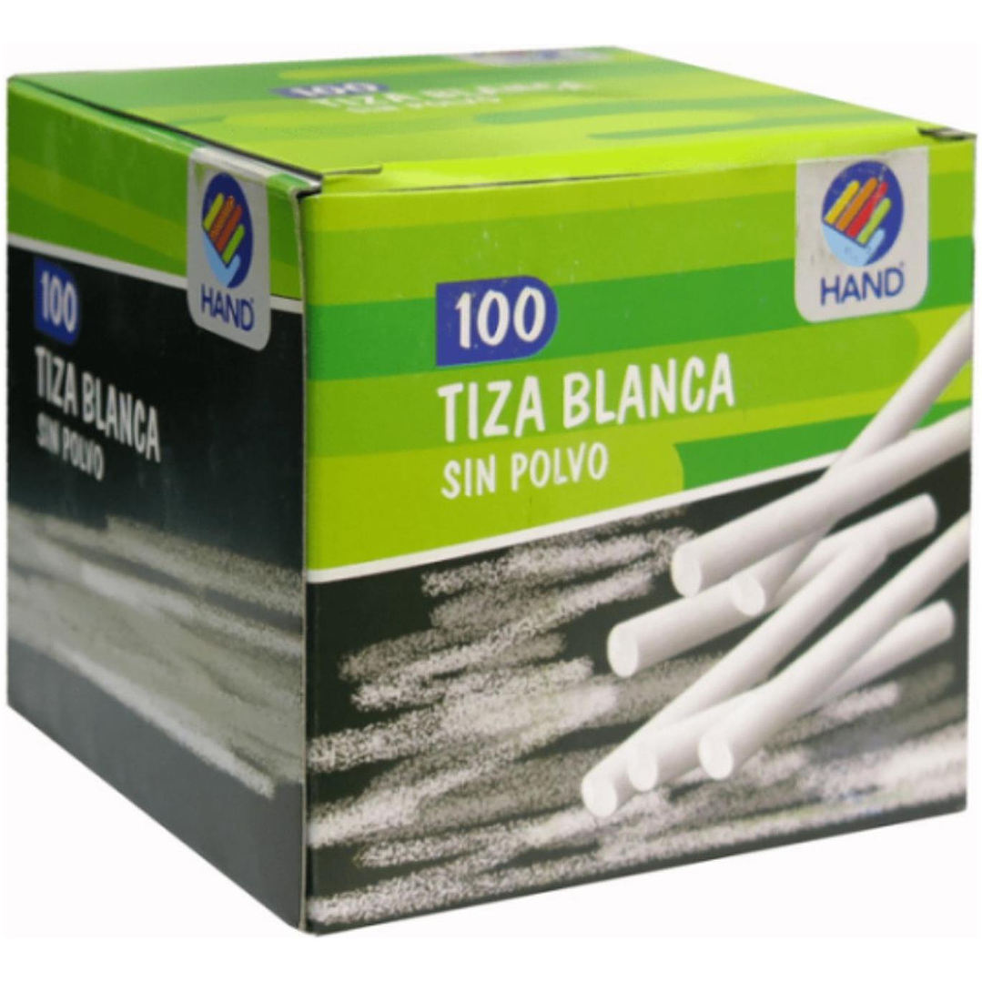Caja Tiza Blanca 100 Unidades, Sin Polvo. Hand 1