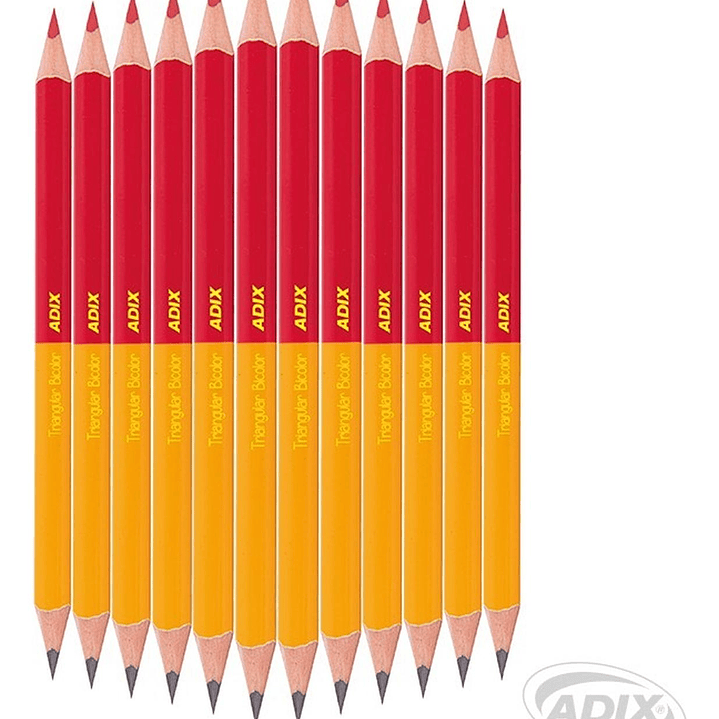 Lápices Triangulares Bicolor Grafito Hb Y Rojo Adix 3