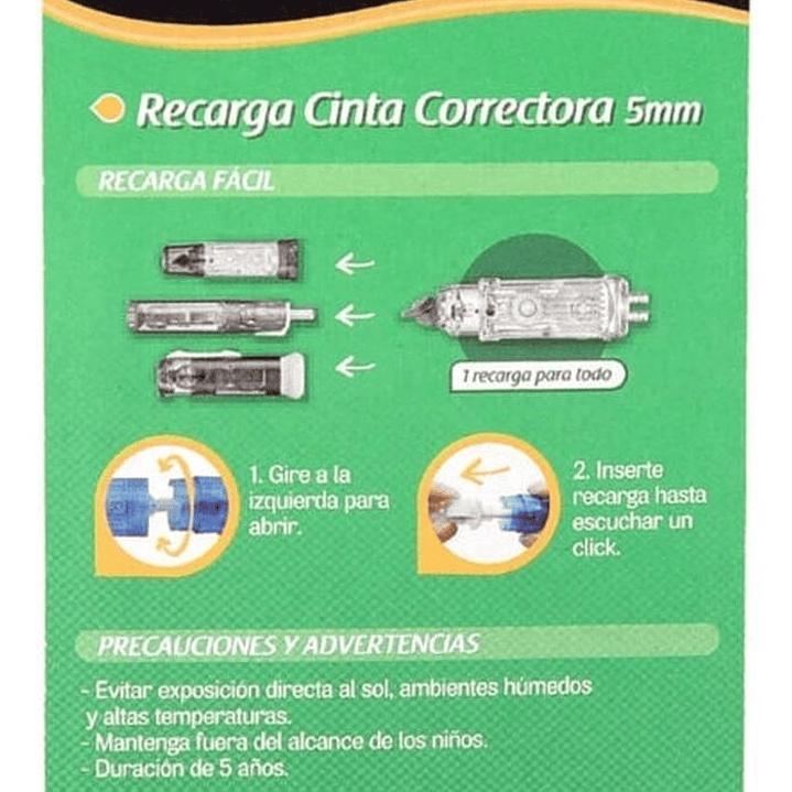 Repuesto Cinta Correctora, 5mm. Torre 2