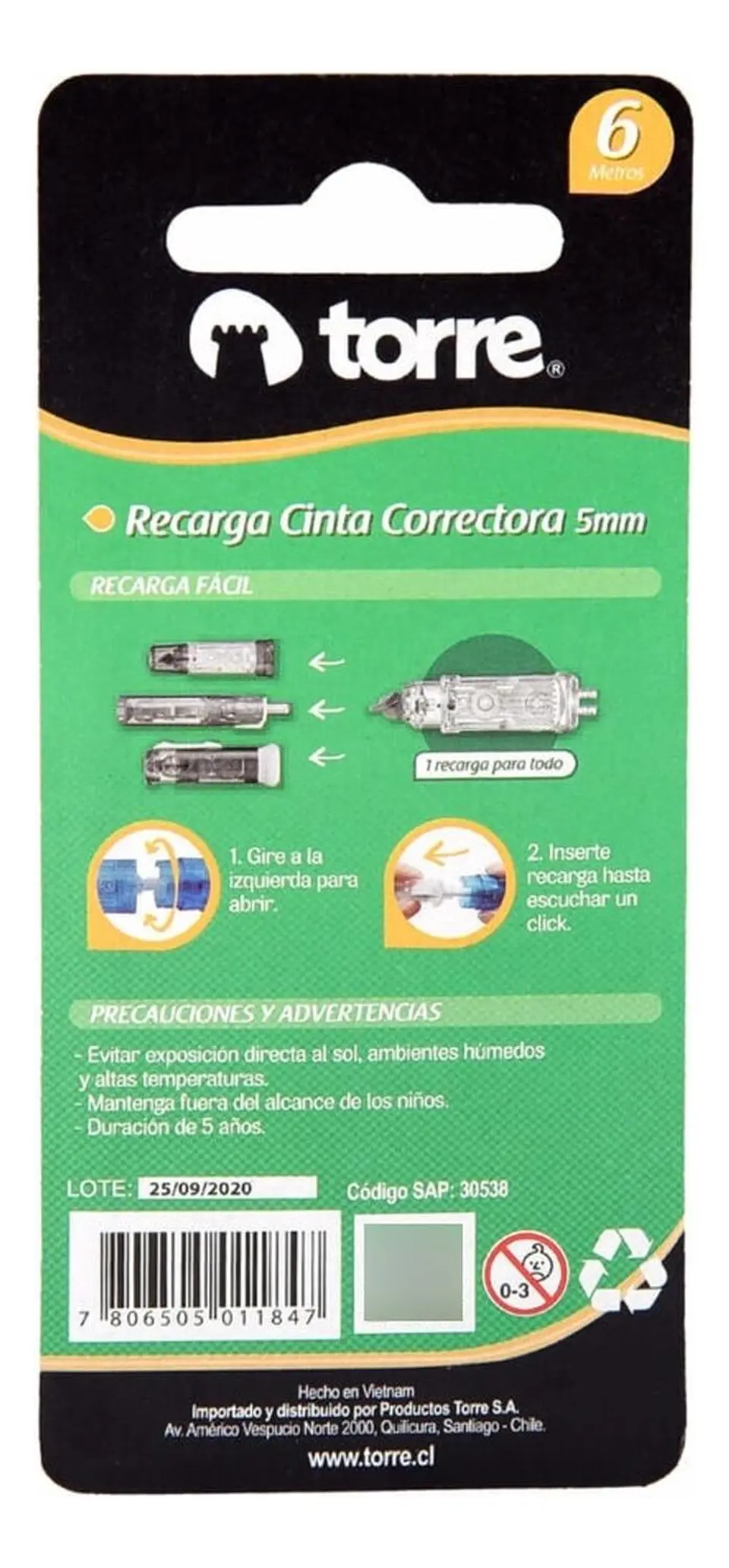Repuesto Cinta Correctora, 5mm. Torre 2