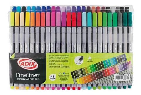 Lápices Fineliner Triangular 48 Colores Adix