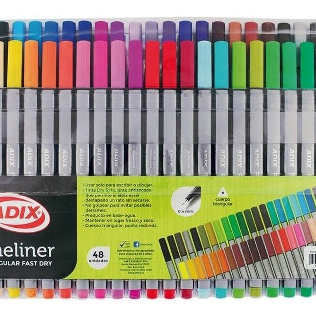 Lápices Fineliner Triangular 48 Colores Adix 1