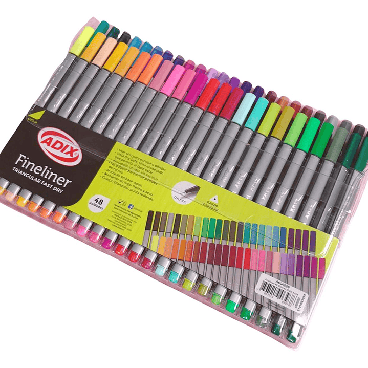 Lápices Fineliner Triangular 48 Colores Adix 3