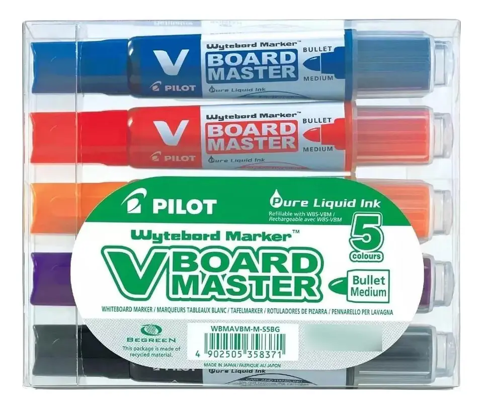 Set Plumones De Pizarra Recargables Board Master Pilot 5 Uni 2