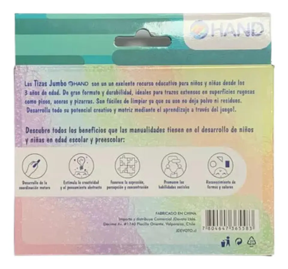 Tizas Pizarra Jumbo 6 Colores, 6 Unid. Hand. Tizas Grandes 3
