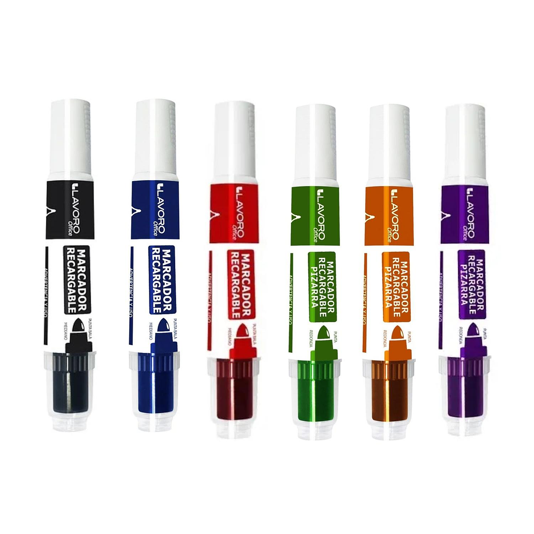 Set Plumones, Marcadores Recargables + Recargas. Lavoro 2