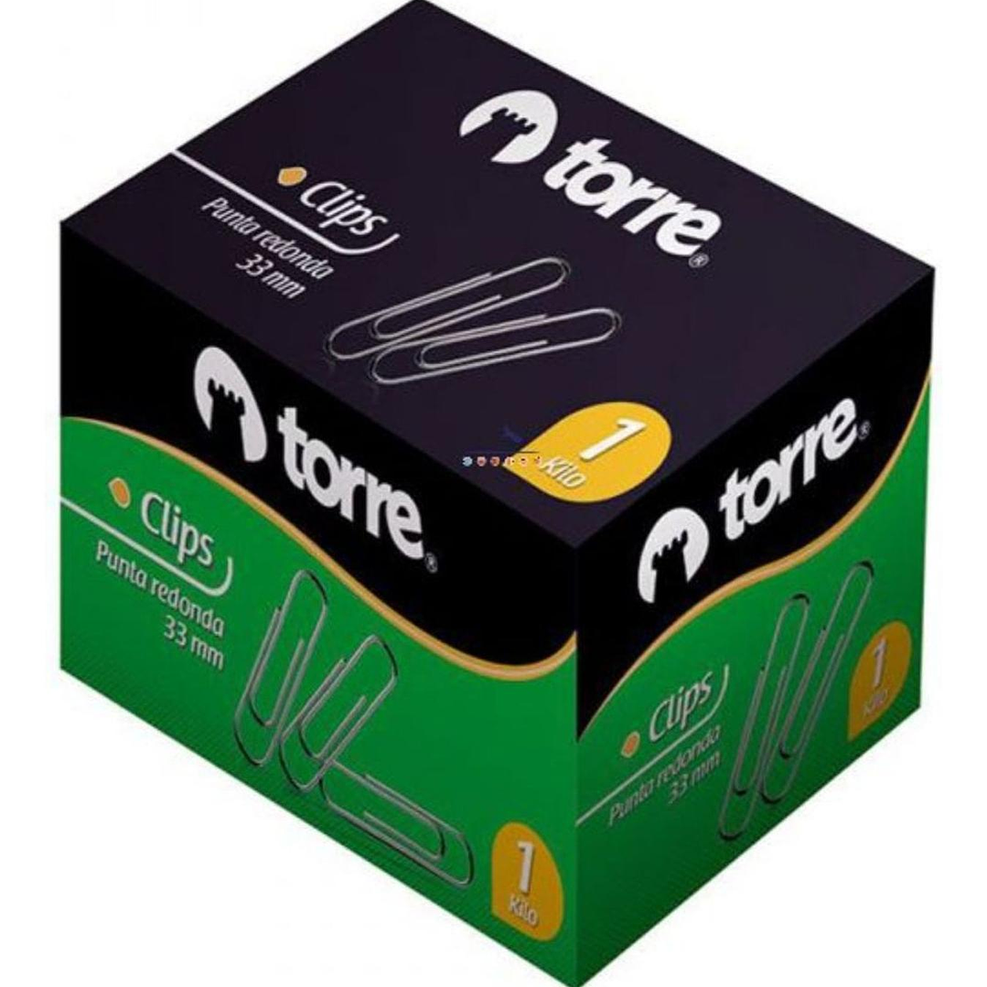 Caja Clips 33mm Punta Redonda 1 Kilo. Torre 1