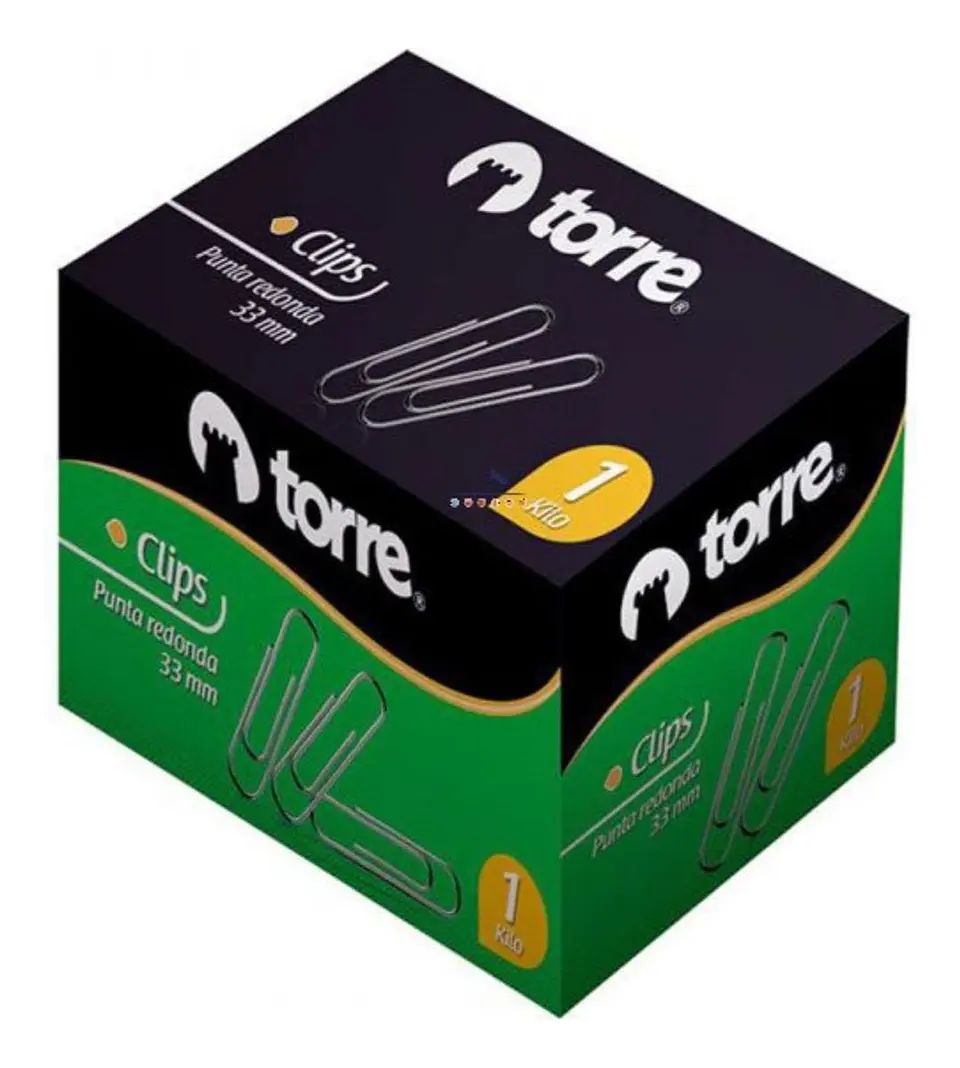 Caja Clips 33mm Punta Redonda 1 Kilo. Torre 1