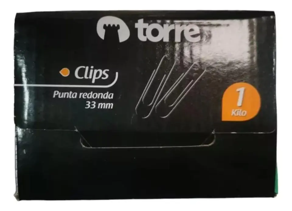 Caja Clips 33mm Punta Redonda 1 Kilo. Torre 2