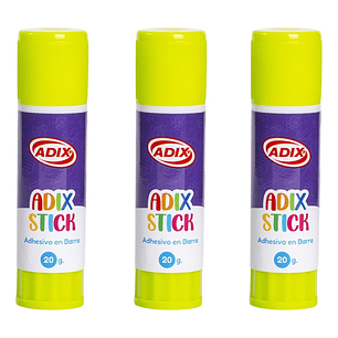 Pegamento, Adhesivo En Barra 20 Gr. 3 Unidades, Adix