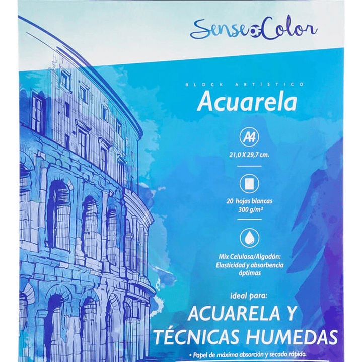 Block Artístico Acuarela A4, 20h Sense Of Color. Torre 1