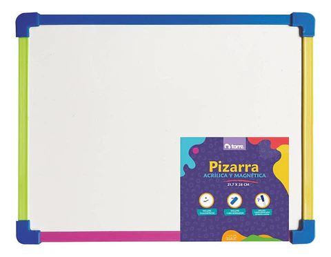 Pizarra Acrilica Magnetica Borde De Colores 21,7x28cm. Torre