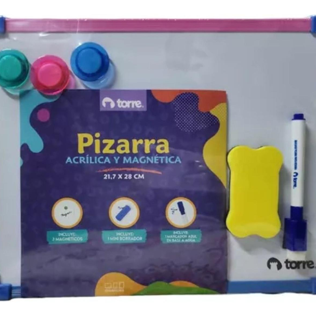 Pizarra Acrilica Magnetica Borde De Colores 21,7x28cm. Torre 2