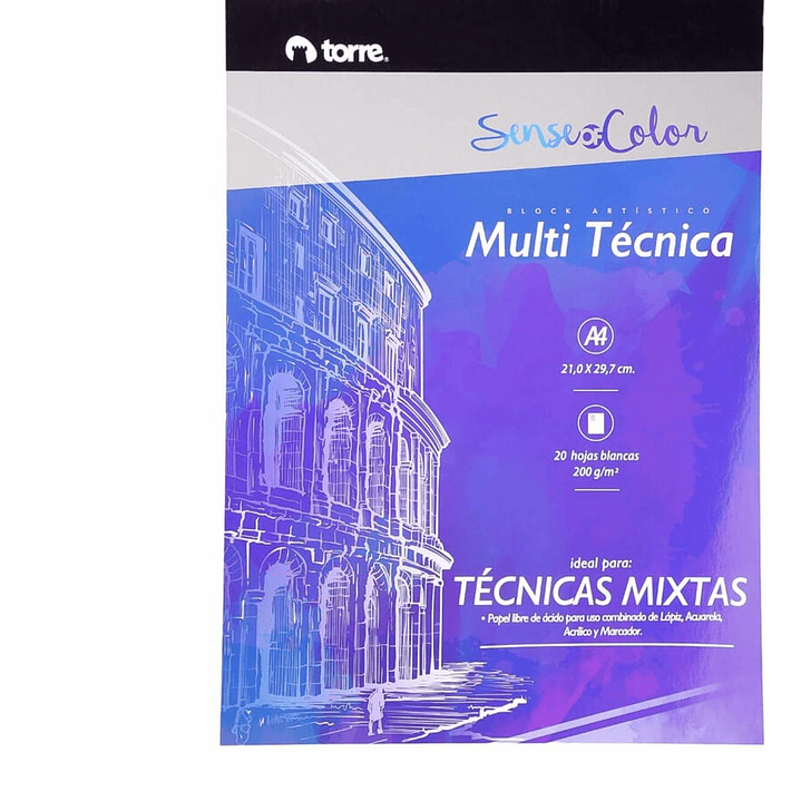 Block Artístico Multitécnica A4, 20h Sense Of Color. Torre 1