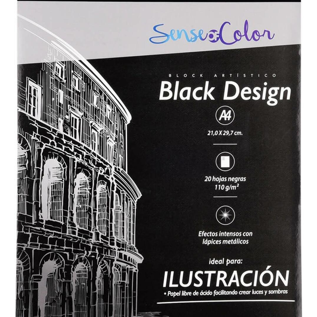 Block Artístico Black A4, 20h Negras, Sense Of Color. Torre 1