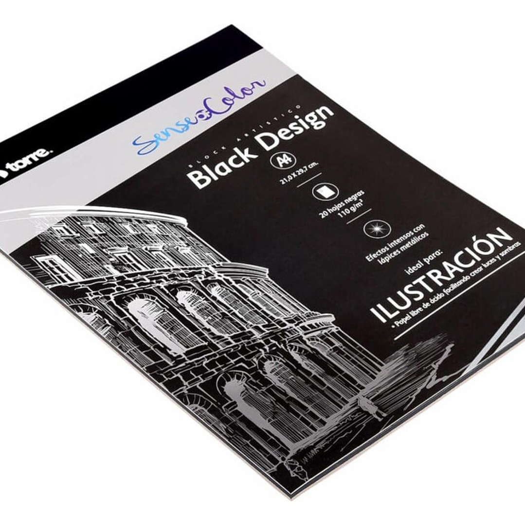 Block Artístico Black A4, 20h Negras, Sense Of Color. Torre 2