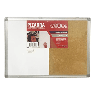 Pizarra Mixta Corcho Y Acrilica 60x45cm, Marco Aluminio