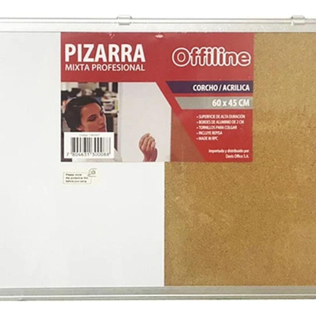 Pizarra Mixta Corcho Y Acrilica 60x45cm, Marco Aluminio 1