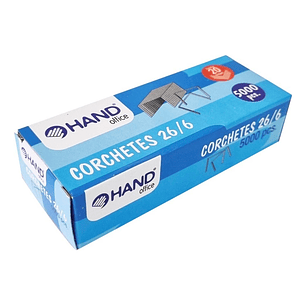 Caja Corchetes 26/6 5000 Unid. 20 Hojas. Hand